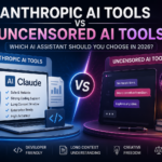 Anthropic AI tools vs uncensored AI tools comparison chart showing features, coding support, safety, and enterprise readiness.